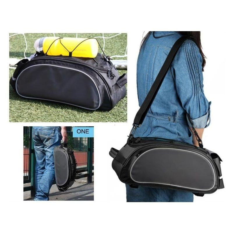 Geanta bicicleta 1 compartiment spatios 15l 3 buzunare maner banda reflectorizanta