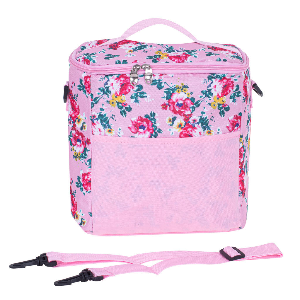 Geanta Termoizolanta pentru Picnic sau Plaja capacitate 11l Roz cu flori