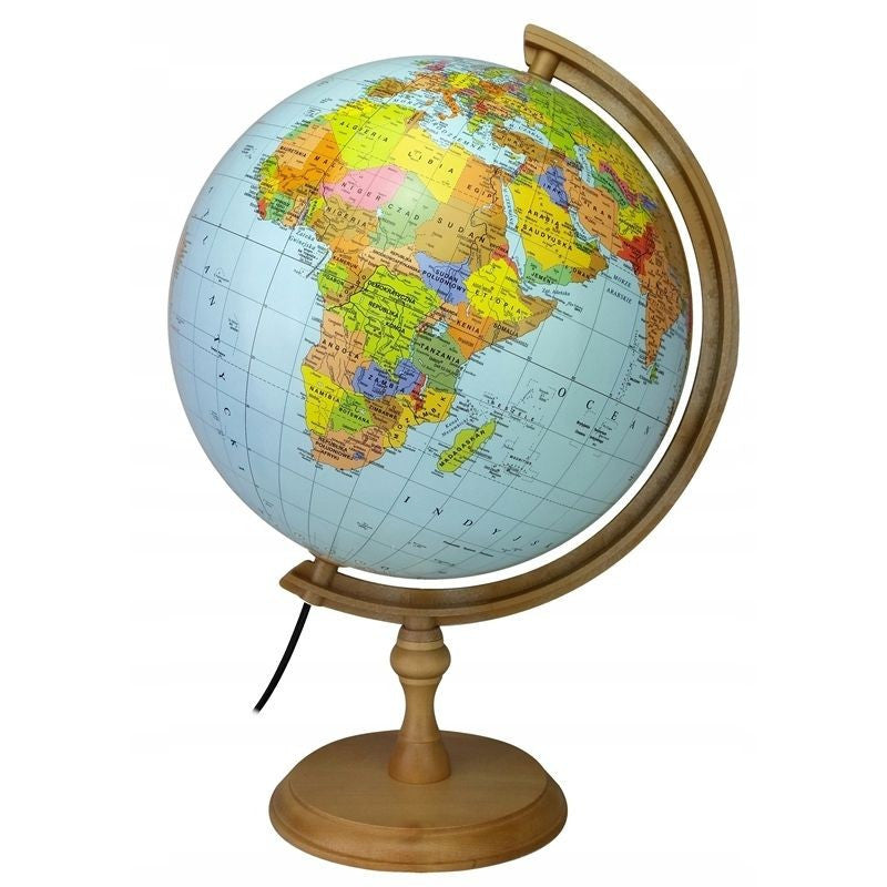Glob geografic Iluminat 32 cm harta Politica fus orar cu suport lemn