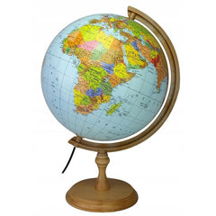 Glob geografic Iluminat 32 cm harta Politica fus orar cu suport lemn