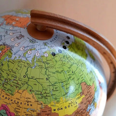 Glob geografic Iluminat 32 cm harta Politica fus orar cu suport lemn