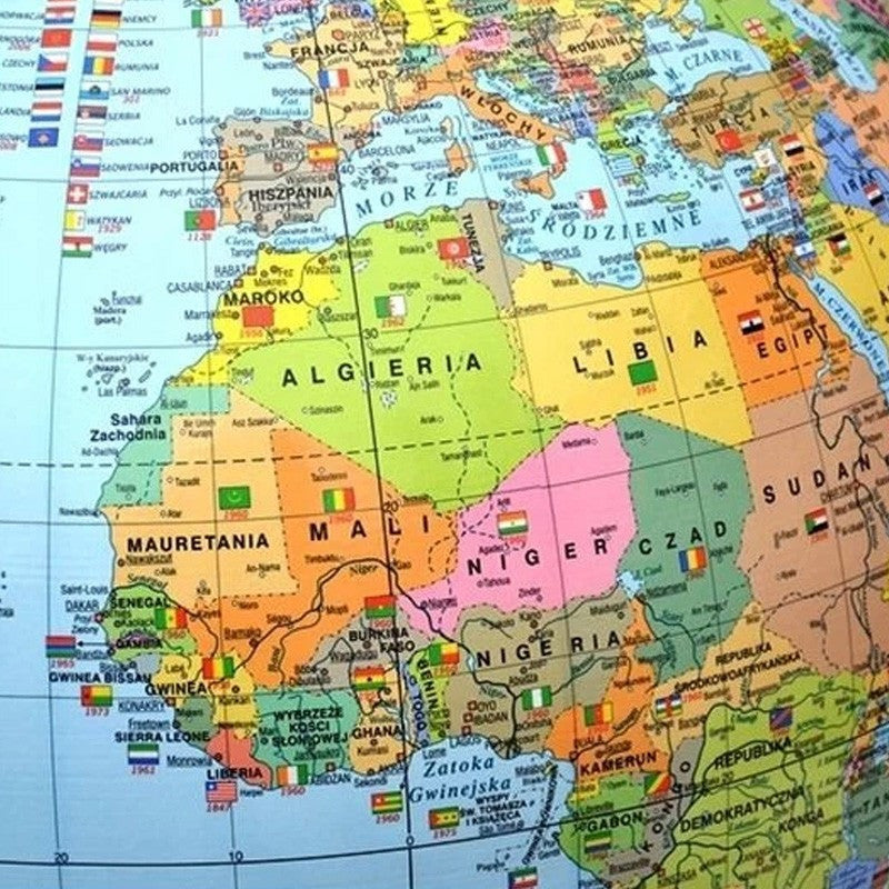 Glob Geografic Politic 42 cm iluminat arc meridian gradat suport
