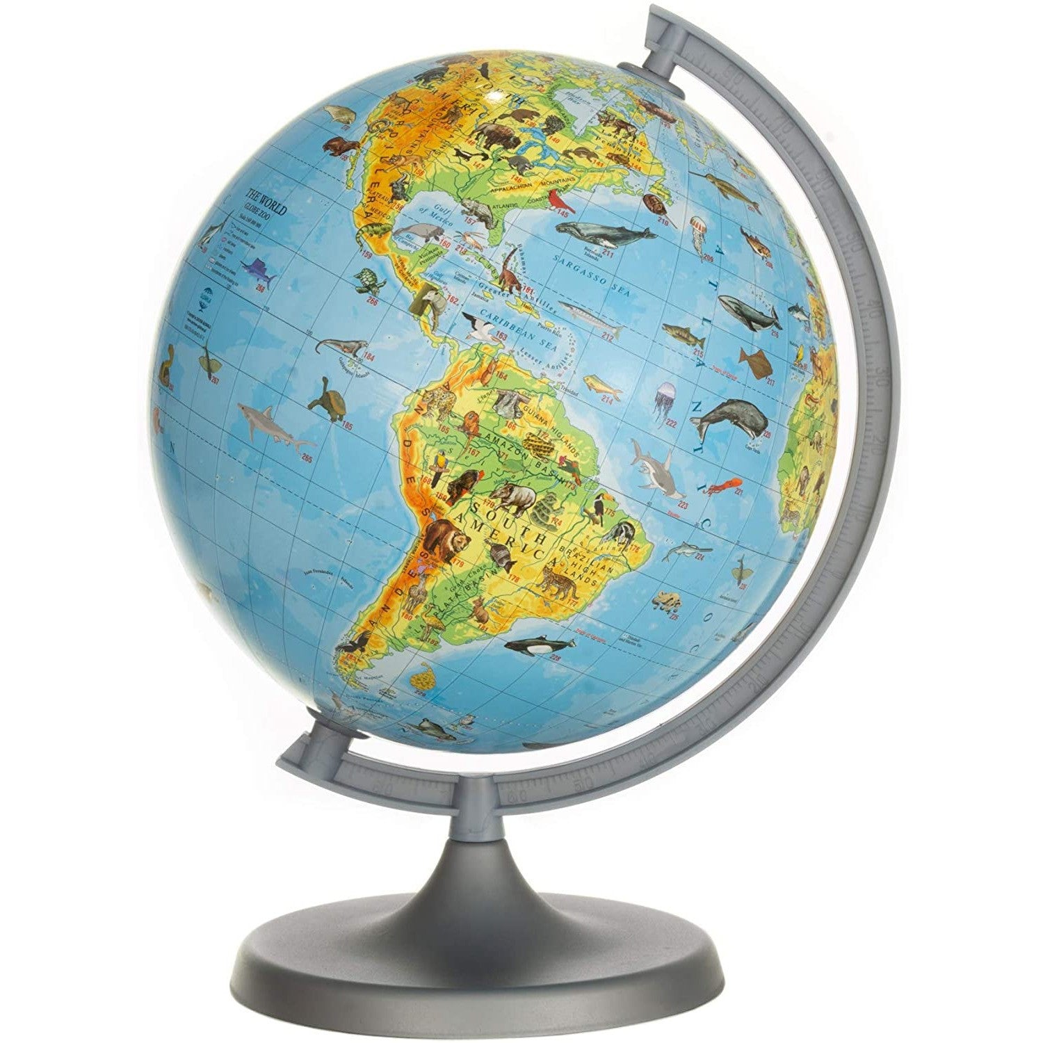 Glob Pamantesc Zooglobe Harta Fizica-Zoologica 22 cm cu carte 275 Animale