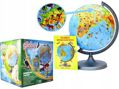 Glob Pamantesc Zooglobe Harta Fizica-Zoologica 22 cm cu carte 275 Animale