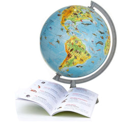 Glob Pamantesc Zooglobe Harta Fizica-Zoologica 22 cm cu carte 275 Animale
