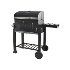 Gratar carbune bbq grill cu capac 2 rafturi termometru suflanta roti deplasare