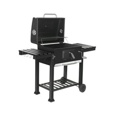 Gratar de gradina mobil termometru si recipient cenusa grill --l cu 2 rafturi pliabile 115-46-106 cm