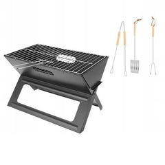 Gratar de gradina pliabil 3 accesorii gatit grill portabil otel 46x30x30 cm