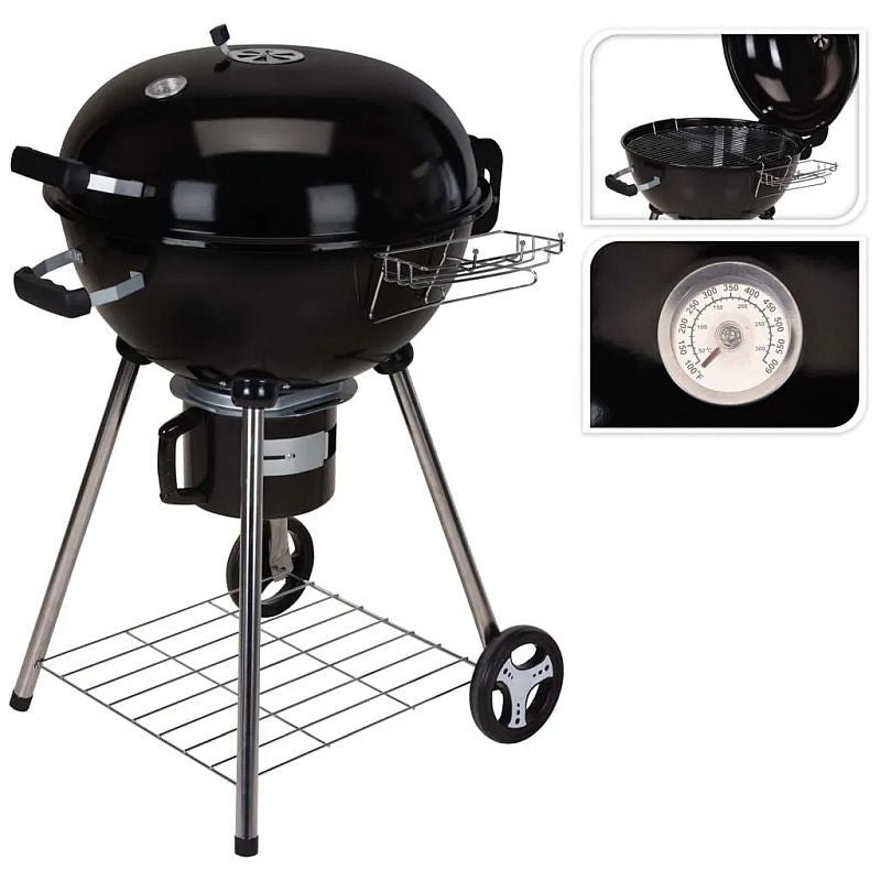 Gratar rotund cu capac grill 54 cm termostat colector cenusa roti 68x57x99 cm