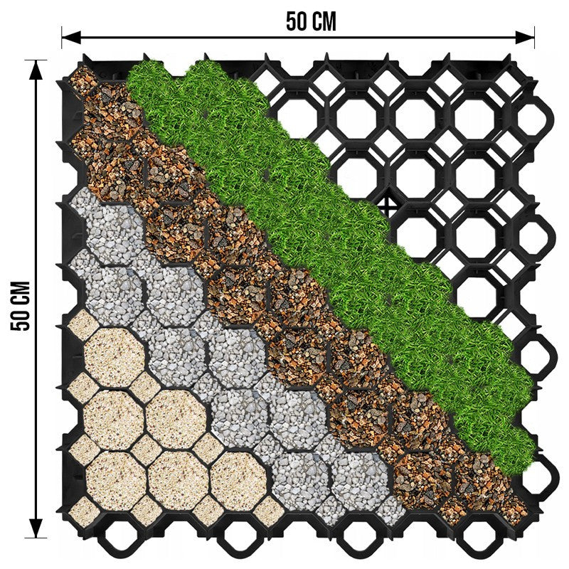 Grila parcare si terasamente 50 x 50 z 4 cm rezistenta 1000 tone negru