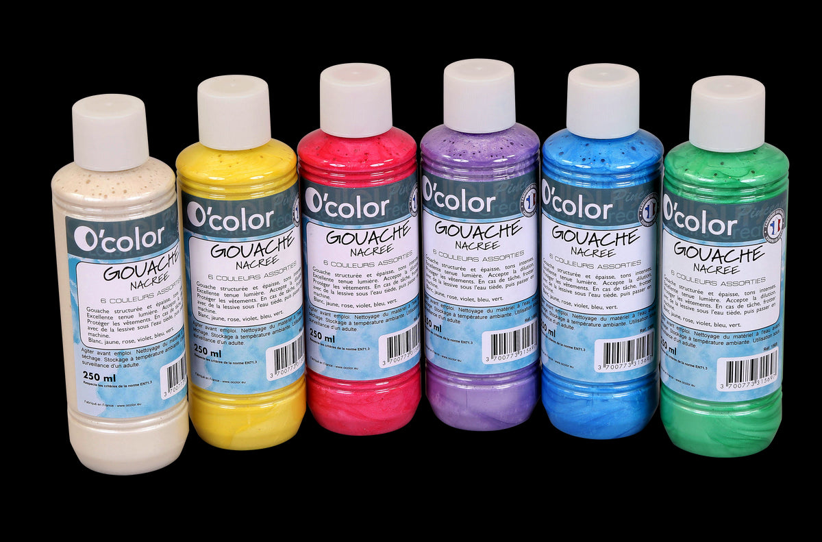 Guasa lavabila culori perlate OColor 6 bucati 250 ml