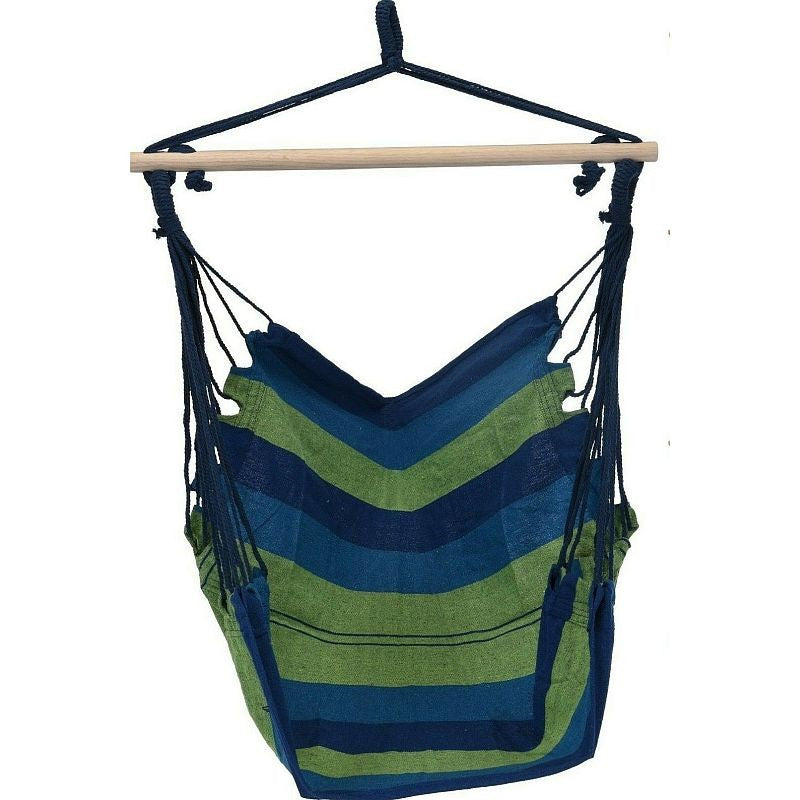 Hamac forma scaun suspendat o persoana suport lemn 80-100 cm albastru