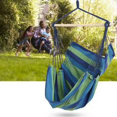Hamac forma scaun suspendat o persoana suport lemn 80-100 cm albastru