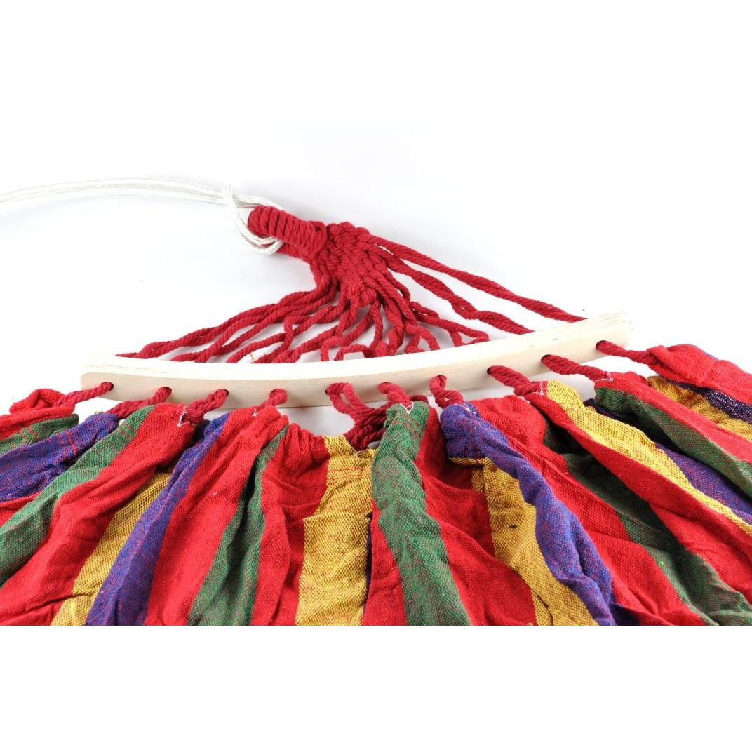 Hamac Multicolor Dublu (2 persoane) 190 - 150 cm cu bara de 40 cm - ROSU