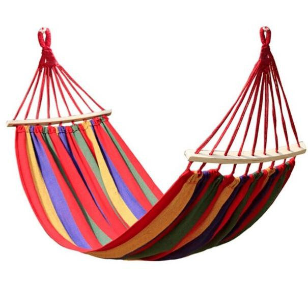 Hamac Multicolor Dublu (2 persoane) 200x150 cm cu bara de 80 cm - ROSU