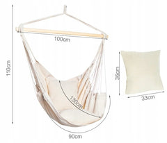 Hamac suspendat tip fotoliu 130x100 cm scaun brazilian 2 perne incluse greutate ma-ima 150 kg