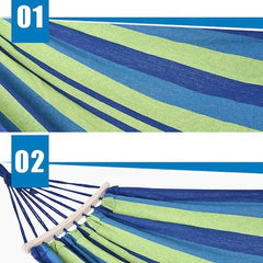 Hamac tip balansoar 2 tije din lemn dimensiuni 83x200 cm maxim 150 kg bumbac 1 persoana