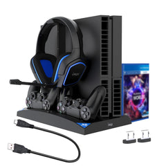 Incarcator controller multifunctional 6 in 1 pentru ps4ps4 props4 slim ventilatoare racire cu stand