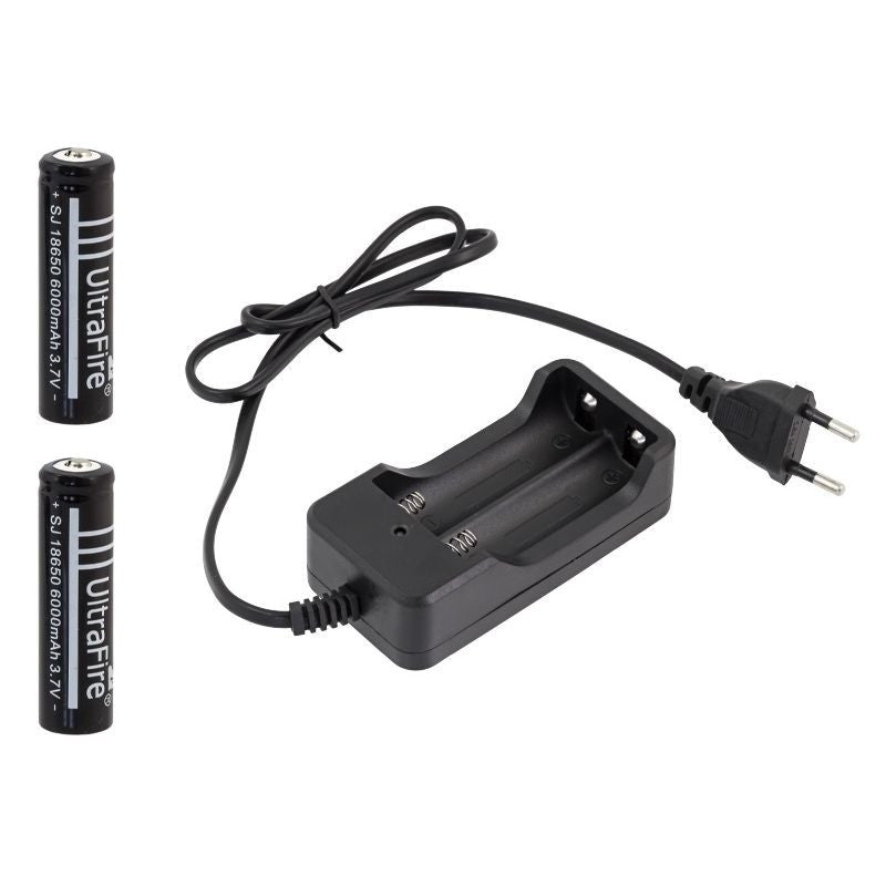 Incarcator dublu cu 2 Acumulatori Li-ion 18650 inclusi indicator Led oprire automata