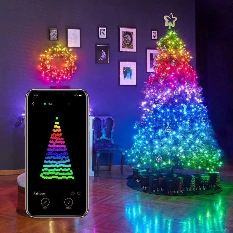 Instalatie smart twinkly generatia ii 600 led-uri rgb bluetooth wi-fi control smartphone lungime 48 m ip44