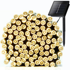 Instalatie solara decorativa 100 led-uri alb cald 2 moduri iluminare lungime totala 11.4 m