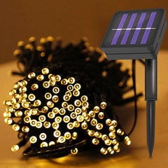 Instalatie solara decorativa 100 led-uri alb cald 2 moduri iluminare lungime totala 11.4 m