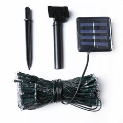 Instalatie solara decorativa 100 led-uri alb cald 2 moduri iluminare lungime totala 11.4 m