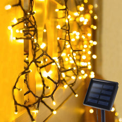Instalatie solara decorativa 100 led-uri alb cald 2 moduri iluminare lungime totala 11.4 m