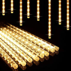 Instalatie tip meteori 288 led-uri alb cald lumina curgatoare 8 tuburi 50 cm lungime 4.5 m ip44