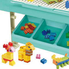 Joc educational Masa cu blocuri de Constructie 69 piese 4 cutii depozitare