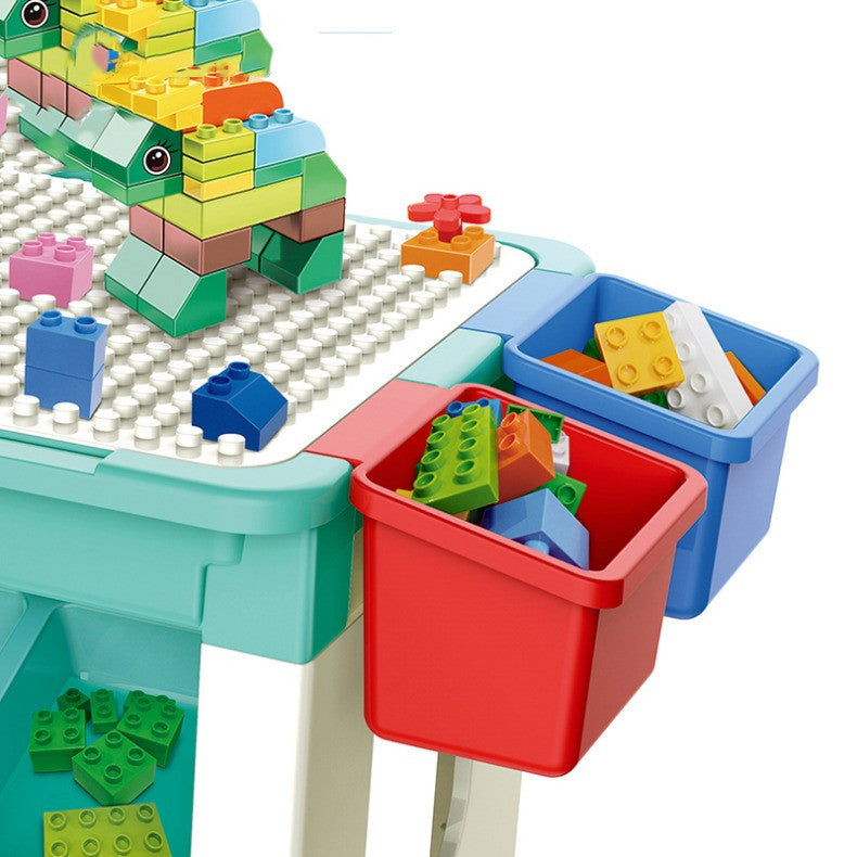 Joc educational Masa cu blocuri de Constructie 69 piese 4 cutii depozitare
