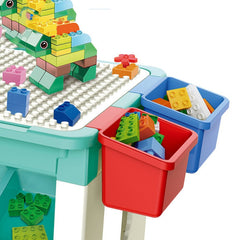 Joc educational Masa cu blocuri de Constructie 69 piese 4 cutii depozitare