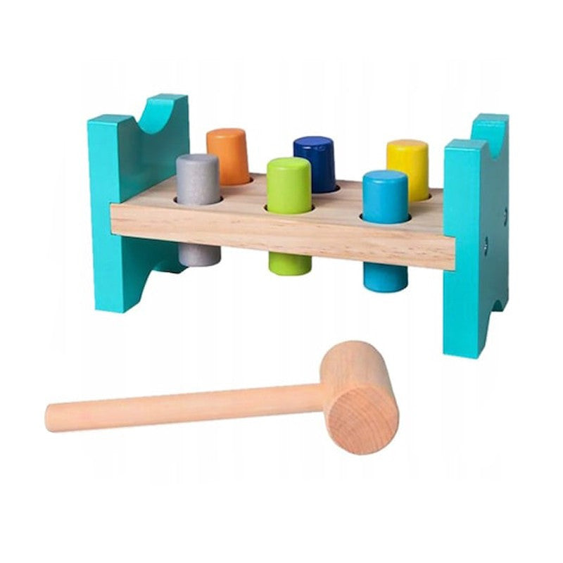 Jucarie Onteractiva din lemn Banc de Lucru si Ciocan 6 piese multicolor