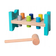 Jucarie Onteractiva din lemn Banc de Lucru si Ciocan 6 piese multicolor
