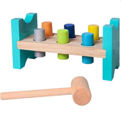 Jucarie Onteractiva din lemn Banc de Lucru si Ciocan 6 piese multicolor