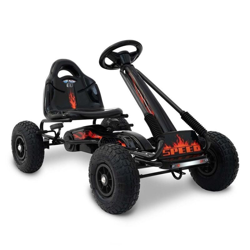 Kart cu pedale pentru copii greutate ma-ima 25 kg 5 kmh 97 - 61.5 cm negru-rosu