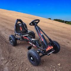 Kart cu pedale pentru copii greutate ma-ima 25 kg 5 kmh 97 - 61.5 cm negru-rosu