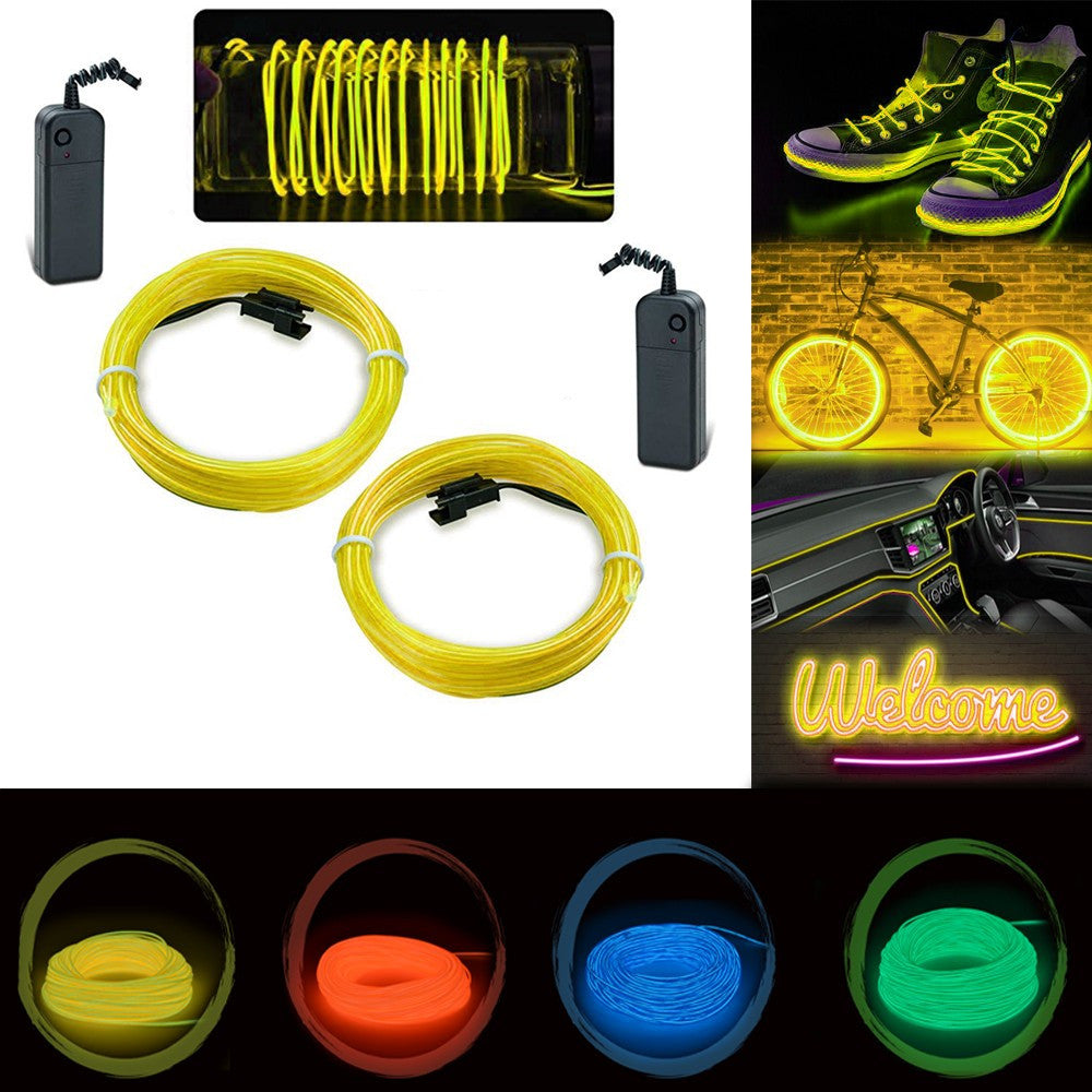 Kit fir luminos el wire pentru tuning roti bicicleta lungime 4 m invertoare incluse culoare galben