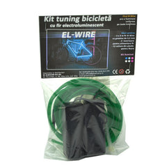 Kit fir luminos el wire pentru tuning roti bicicleta lungime 4 m invertoare incluse culoare verde