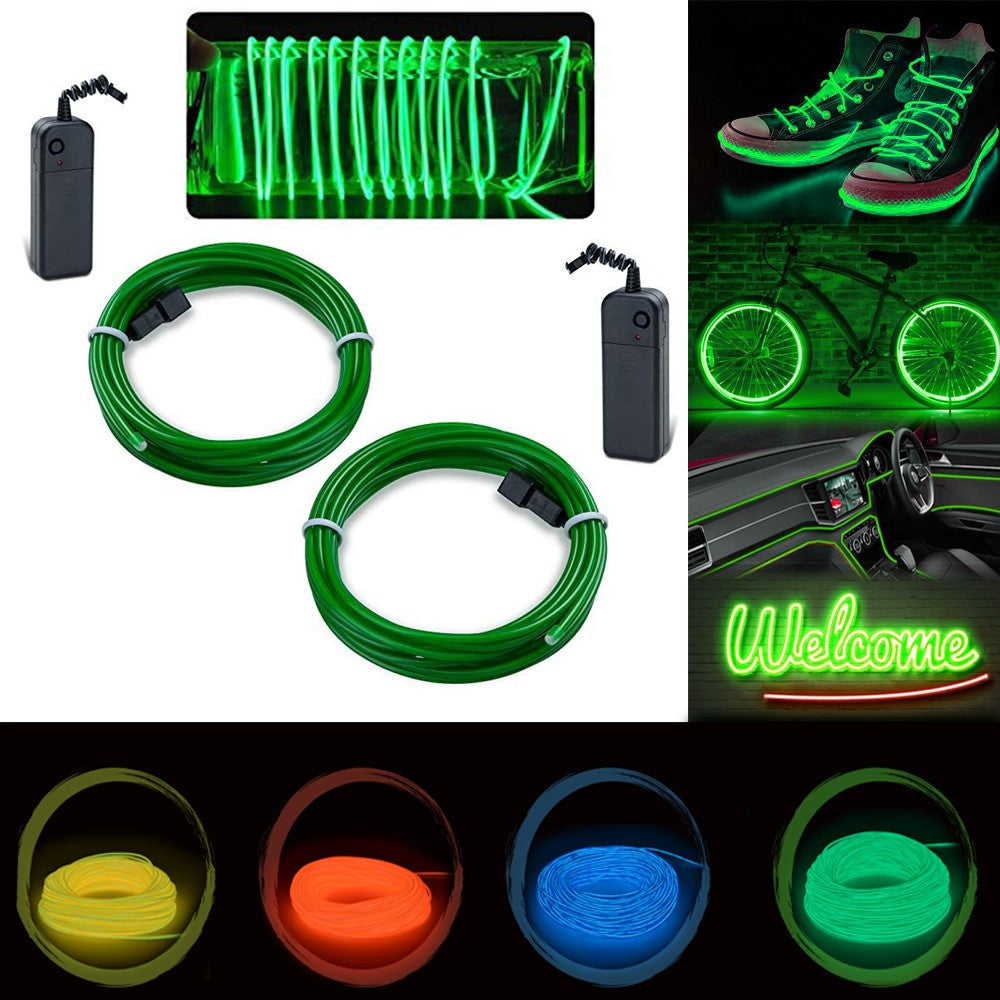 Kit fir luminos el wire pentru tuning roti bicicleta lungime 4 m invertoare incluse culoare verde