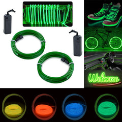 Kit fir luminos el wire pentru tuning roti bicicleta lungime 4 m invertoare incluse culoare verde