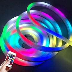Kit furtun luminos led smd rgb telecomanda lungime 5 m alimentare priza