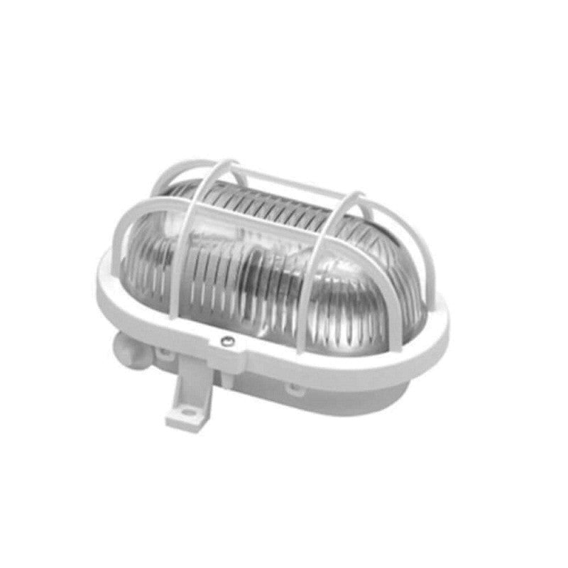 Lampa ovala 60w e27 pentru exterior grilaj de plastic alb