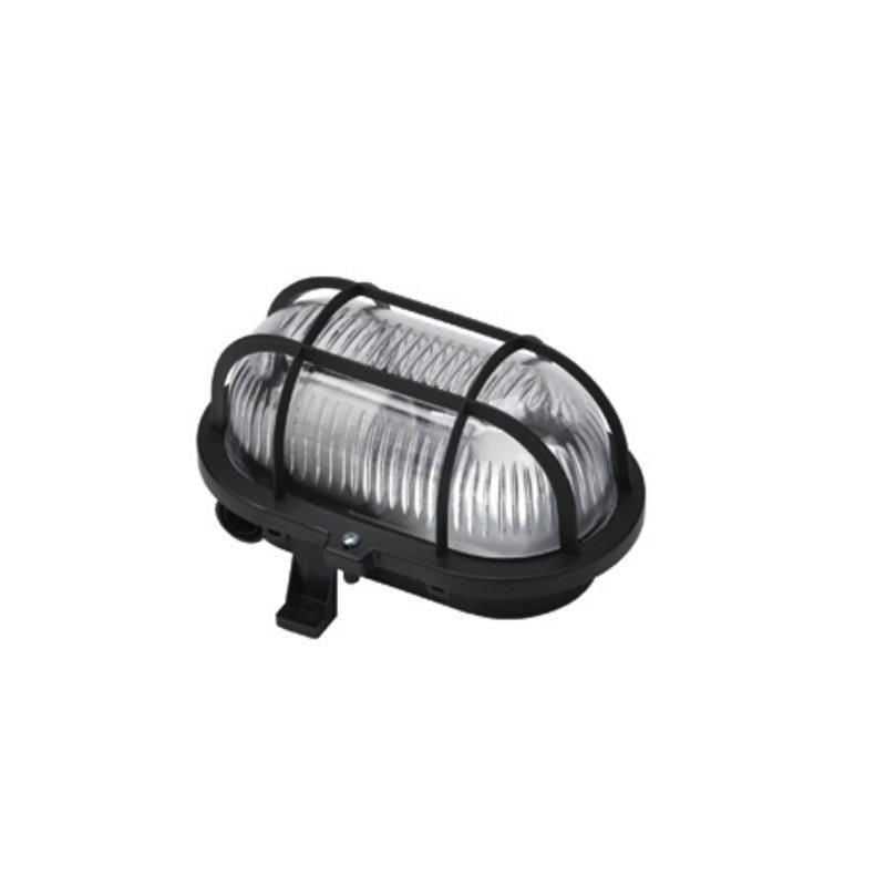 Lampa ovala exterior 60w e27 grilaj de plastic negru badt