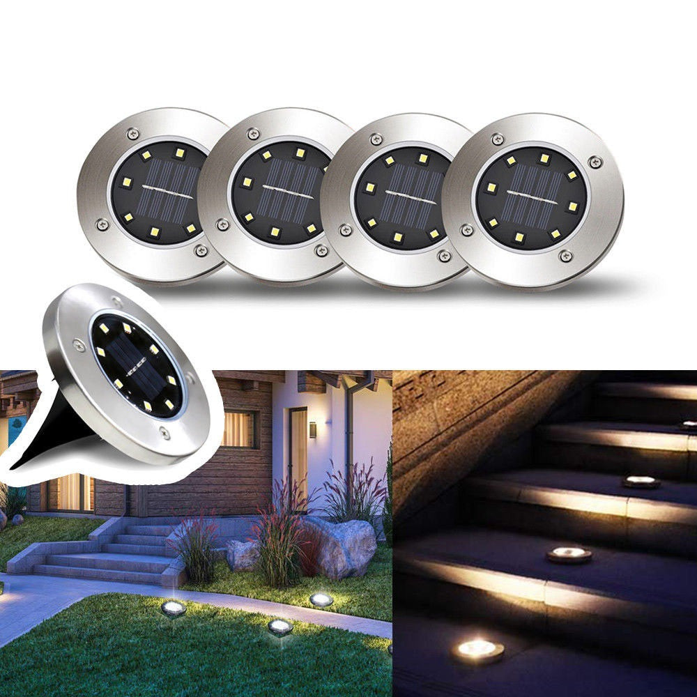 Lampa Solara estetica Exterioara de Gradina cu 8 LED-uri cu suport 4 buc