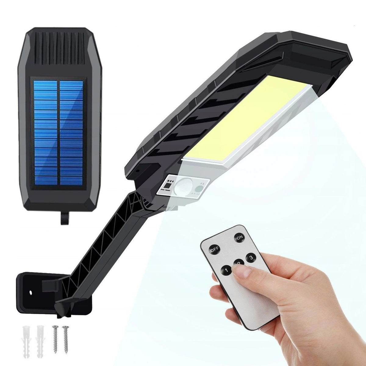 Lampa solara stradala 180 led-uri 3 moduri de functionare telecomanda inclusa