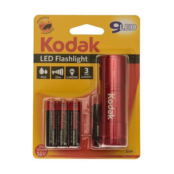 Lanterna 9 Led-uri 46 lumeni Metalica ip62 cu baterii Kodak