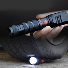 Lanterna cree led smd 10w cu zoom reglabil 2000 lm raza 300 m incarcator auto aluminiu stroboscop