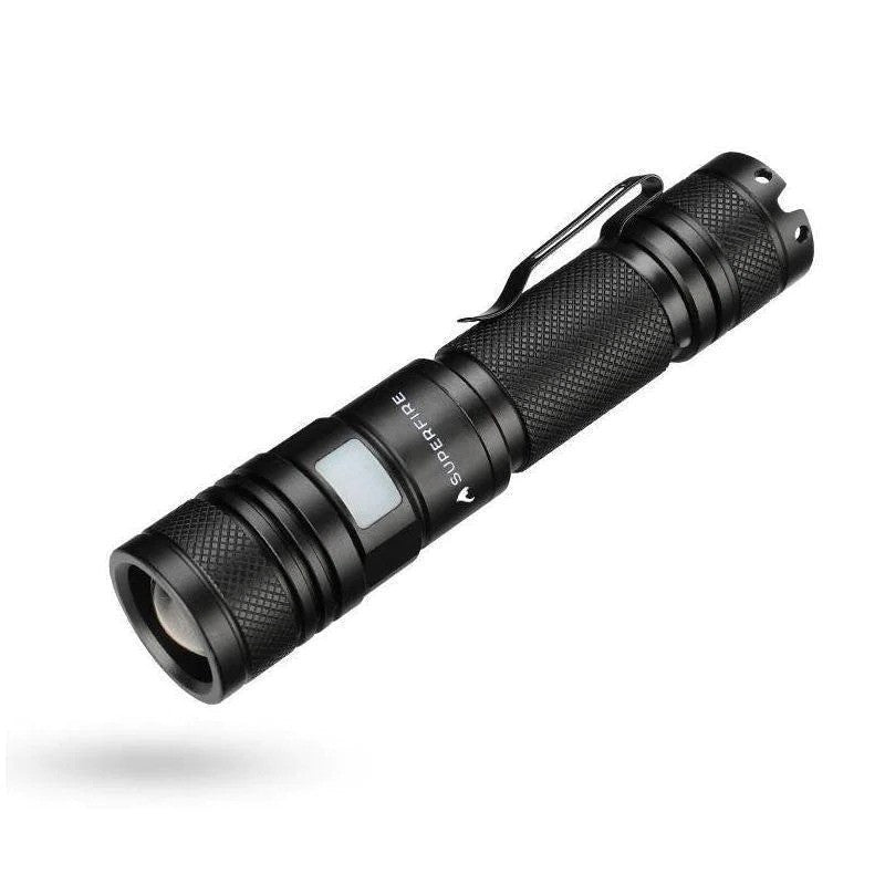 Lanterna led cu zoom 7 w 400 lm acumulator li-ion certificare ip34 mod sos aluminiu negru