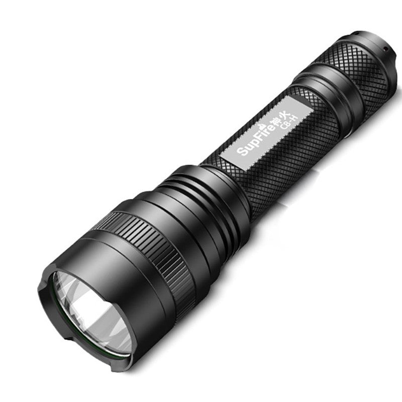 Lanterna led superfire c8-h 15 w 1500 lm 300 m 5 moduri acumulator 4000 mah aluminiu negru